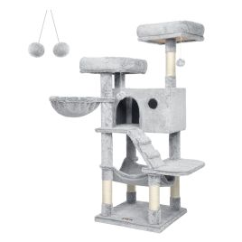 Cat Tower - FINRIA Ultra-Soft Large Cat Tower - White Grey