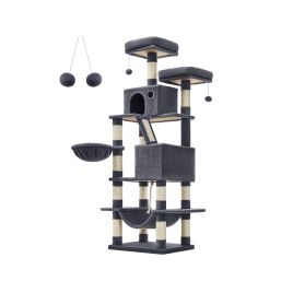 Cat Tree - FINRIA 168 cm Large Tower with 13 Scratching Posts - Dove Grey