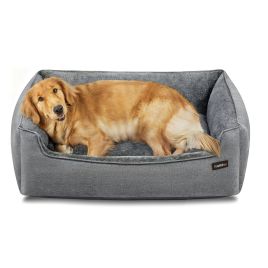 REMULA Linen Look Dog Bed - Dove Grey