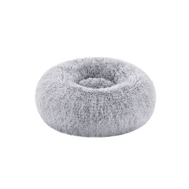 Round Fluffy Dog Bed Dove Grey