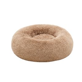 Dog Bed - GRAVAS Fluffy Calming 70 cm Diameter - Camel Brown