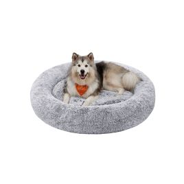 140 cm Fluffy Dog Bed Grey Ombré
