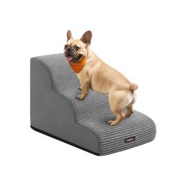 Dog Stairs - GRARA Gentle Slope 3 Steps with Anti-Slip Design - Dove Grey