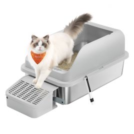 RECATE Stainless Steel Cat Litter Box - Dove Grey