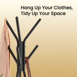 ROVUFE Hall Tree Coat Rack with Shelves - Hazelnut Brown and Black