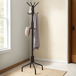 SABIMI Metal Coat Stand with 12 Hooks - Brown