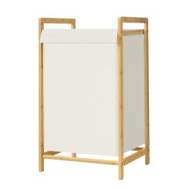 SANOGU 2 Section Bamboo Laundry Basket with Lid - White