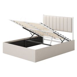 SAROGY Double Ottoman Bed Frame with Lift Storage - Beige