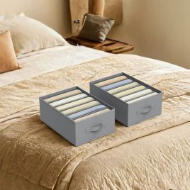 SHBORO Set of 2 Wardrobe Drawer Organisers - Grey