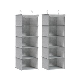 Hanging Wardrobe Organiser - VIVTA Hanging Set of 2 - Space Saving Storage - Light Grey