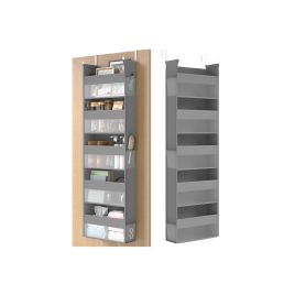 Door Organiser - ORAVAS Over Door Storage 5 Large Pockets Mesh - Dove Grey