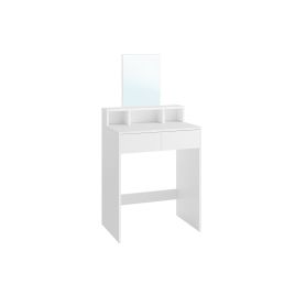 Dressing Table - SERVA Vanity with Large Mirror and 2 Drawer - White