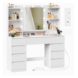 NOVIBU Dressing Table with 9 Drawers - Cloud White