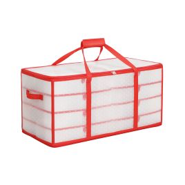 Festive Red Large Storage Box for Christmas Baubles - Red