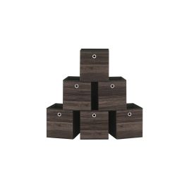 Storage Bins - VERNIA Foldable Set of 6 with Handle - Chestnut Brown
