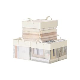 Storage Bins - AVONIA Set of 3 Medium Fabric Baskets 40 x 30 x 25 cm - White