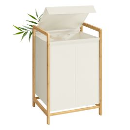 SANOGU 2 Compartment Laundry Basket 100L - Cream White