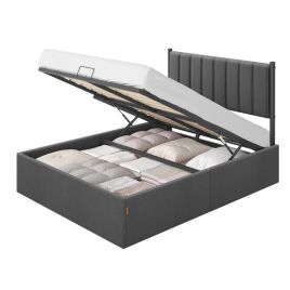 SAROGY Double Bed Frame with Lift-Up Storage - Slate Grey