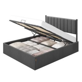 STTOGE King Size Bed Frame with Lift-Up Storage - Slate Grey