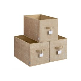Storage Boxes - MONRO Collapsible Set of 3 30 cm High - Sand Beige