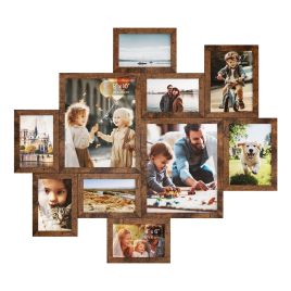 STXYNI Set of 10 Collage Photo Frames - Rustic Brown