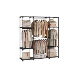 Portable Wardrobe - LUMNZA Portable Closet with Compartment - Black