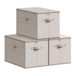TABADE Set of 3 Foldable Storage Boxes - Sand Beige