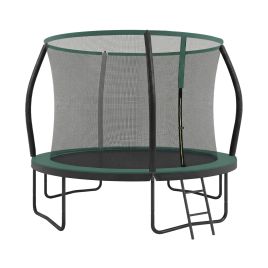 TAKOPY 12 ft Kids Outdoor Trampoline with Safety Net - Black and Green
