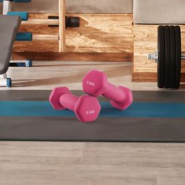 TAREKA Set of 2 Neoprene Dumbbells 0.5 kg - Neon Pink
