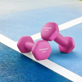 TAVEKO Set of 2 Neoprene Hex Dumbbells 1 kg - Pink