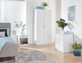 Wardrobe Set - PRADA 2 Door Bedroom Set 3 Piece White 79cm