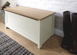 Lancaster Oak Ottoman Storage Chest - Cream