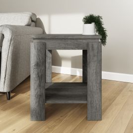 CANON Lamp Table with Shelf and Rustic Finish - Charcoal Grey