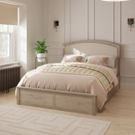 Double Bed - CLARKE 4ft6 Ottoman Bed Limed Oak and Natural