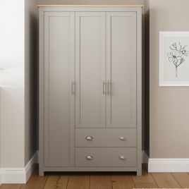 Lancaster 3 Door 2 Drawer Wardrobe Grey