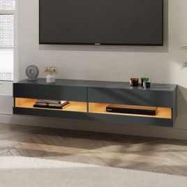 Sharyn 150cm Wall Tv Unit with LED Lights - Anthracite Finish