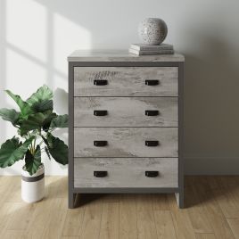 BELONA Grey Chest of Drawers - Medium-sized, 4 Drawers