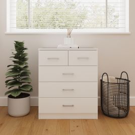 BRAIL White Chest of Drawers - Medium-sized, 5 Drawers
