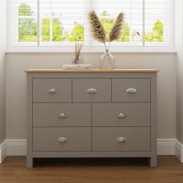 LEVIS Grey Chest of Drawers - Large-sized, 7 Drawers
