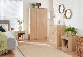 Wardrobe Set - PRADA 3 Door Bedroom Set 4 Piece Oak 101cm
