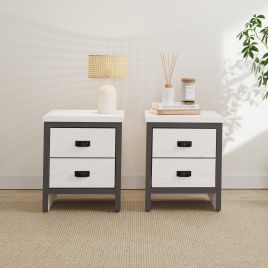 BELONA 2 Drawer Bedside Table Pair White