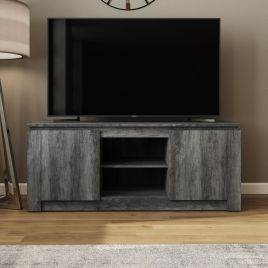 CANON Wide TV Unit with Cupboards and Open Shelving - Charcoal Grey