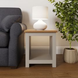 Lancaster Side Table With Shelf Grey