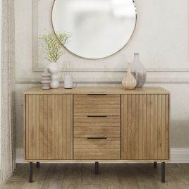Sideboard - Lawson Sideboard with 3 Door and 2 Drawer Oak and Black