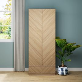 Katania 2 Door Wardrobe with Drawer - Euro Oak
