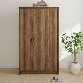 Wardrobe - BELONA 3 Door Wardrobe Knotty Oak 105.6cm