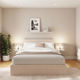 ENLIX Small Double Velvet Ottoman Storage Bedframe - Natural