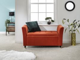 GENIX Storage Window Seat with Quilted Button Top - Russet