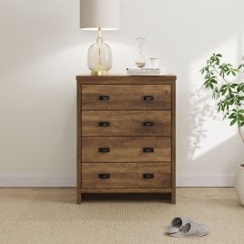BELONA Oak Finish Chest of Drawers - Medium-sized, 4 Drawers