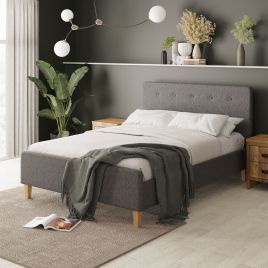 Ashbourne Upholstered Fabric 135cm Bedstead - Grey